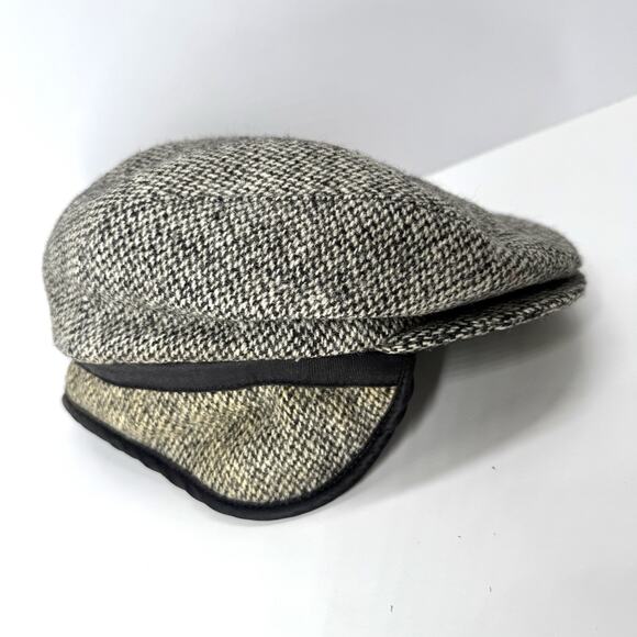 HARRIS TWEED Eddie Bauer Men’s Newsboy Flat Cap Sz M Thinsulate-Lined & Earflaps - Picture 1 of 6